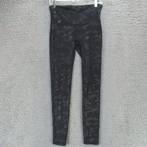 Spanx Pants Womens Large Black Camo Stretch Mid Rise Pull On Leggings